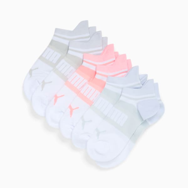 Chaussettes courtes allongées tissu bouclette Femme (6 paires), WHITE / PINK, extralarge